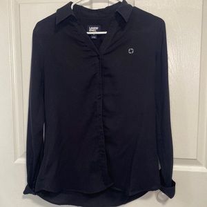 Lands’ End Chase Bank, Navy Blue Button Down Blouse